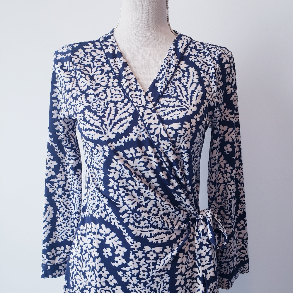 BCBG Max Azria Paisly Patterned Wrap Dress